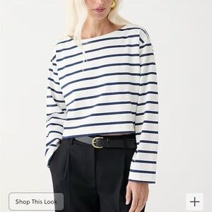 J. Crew | Navy and White Striped Long Sleeve Top
